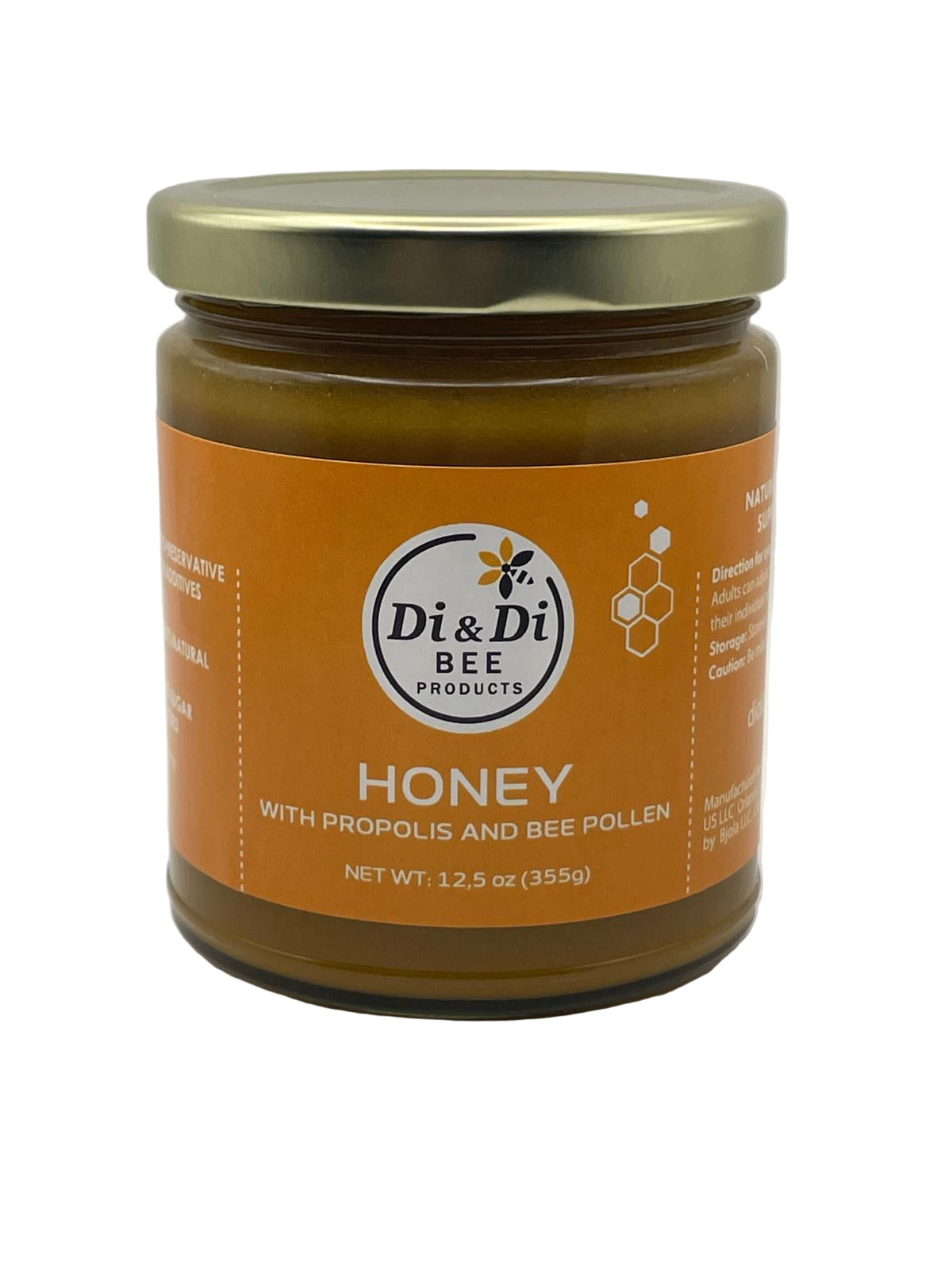 Raw Honey with Propolis & Bee Pollen, 12.5 oz